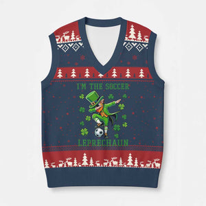 I Am The Soccer Leprechaun V-Neck Knit Sweater Vest Funny Irish Soccer TS12 Navy Red Print Your Wear
