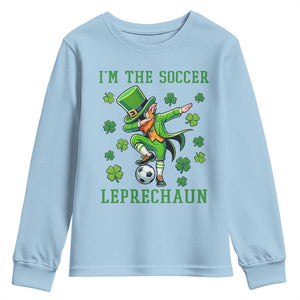 I Am The Soccer Leprechaun Youth Sweatshirt Funny Irish Soccer TS12 Light Blue Print Your Wear