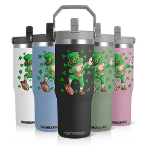 Dabbing Leprechaun Football St Patricks Day Boys Men Sports T-Shirt Flip Straw Tumbler TS12 Print Your Wear