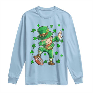 Dabbing Leprechaun Football St Patricks Day Boys Men Sports T-Shirt Long Sleeve Shirt TS12 Light Blue Print Your Wear