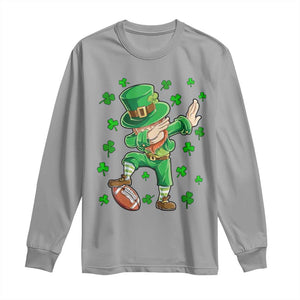 Dabbing Leprechaun Football St Patricks Day Boys Men Sports T-Shirt Long Sleeve Shirt TS12 Sport Gray Print Your Wear