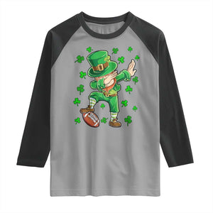 Dabbing Leprechaun Football St Patricks Day Boys Men Sports T-Shirt Raglan Shirt TS12 Sport Gray Black Print Your Wear