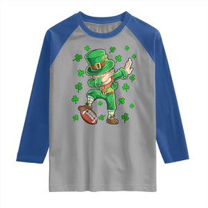Dabbing Leprechaun Football St Patricks Day Boys Men Sports T-Shirt Raglan Shirt TS12 Sport Gray Royal Print Your Wear