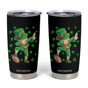 Dabbing Leprechaun Football St Patricks Day Boys Men Sports T-Shirt Tumbler Cup TS12 Black Print Your Wear