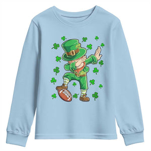 Dabbing Leprechaun Football St Patricks Day Boys Men Sports T-Shirt Youth Sweatshirt TS12 Light Blue Print Your Wear