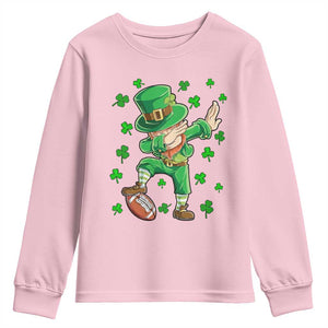 Dabbing Leprechaun Football St Patricks Day Boys Men Sports T-Shirt Youth Sweatshirt TS12 Light Pink Print Your Wear
