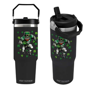 Leprechaun Football Dabbing Pose Flip Straw Tumbler Lucky Irish Gift TS12 One Size: 30 oz Black Print Your Wear