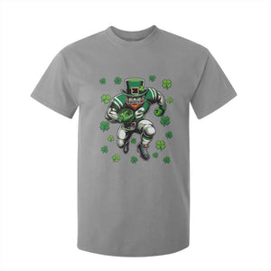 Leprechaun Football Dabbing Pose T Shirt For Kid Lucky Irish Gift TS12 Sport Gray Print Your Wear