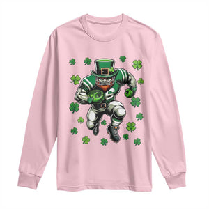 Leprechaun Football Dabbing Pose Long Sleeve Shirt Lucky Irish Gift TS12 Light Pink Print Your Wear