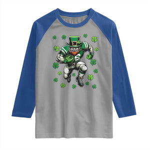 Leprechaun Football Dabbing Pose Raglan Shirt Lucky Irish Gift TS12 Sport Gray Royal Print Your Wear