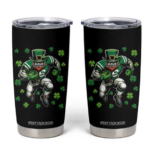 Leprechaun Football Dabbing Pose Tumbler Cup Lucky Irish Gift TS12 Black Print Your Wear