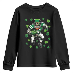 Leprechaun Football Dabbing Pose Youth Sweatshirt Lucky Irish Gift TS12 Black Print Your Wear