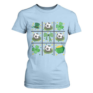St Patricks Day Soccer T Shirt For Women Irish Pride Gift TS12 Light Blue Print Your Wear