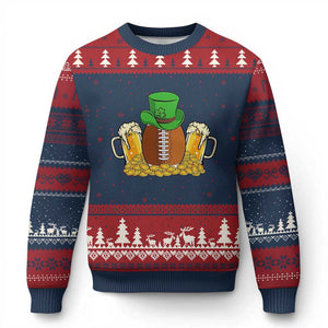 Funny Leprechaun Hat American Football Ugly Christmas Sweater TS12 Navy Red Print Your Wear