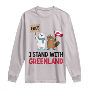 I Stand With Greenland Long Sleeve Shirt Anti Authoritarian Political Gag Gift TS12 Ice Gray Print Your Wear
