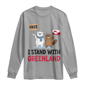 I Stand With Greenland Long Sleeve Shirt Anti Authoritarian Political Gag Gift TS12 Sport Gray Print Your Wear