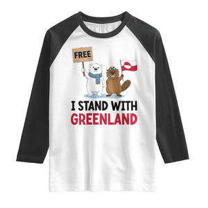 I Stand With Greenland Raglan Shirt Anti Authoritarian Political Gag Gift TS12 White Black Print Your Wear