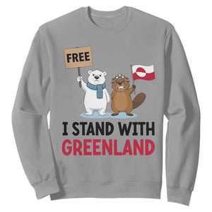 I Stand With Greenland Sweatshirt Anti Authoritarian Political Gag Gift TS12 Sport Gray Print Your Wear