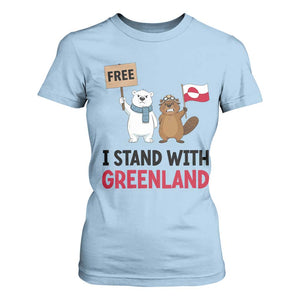 I Stand With Greenland T Shirt For Women Anti Authoritarian Political Gag Gift TS12 Light Blue Print Your Wear