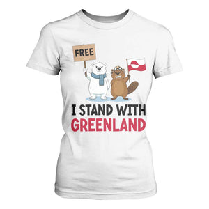 I Stand With Greenland T Shirt For Women Anti Authoritarian Political Gag Gift TS12 White Print Your Wear