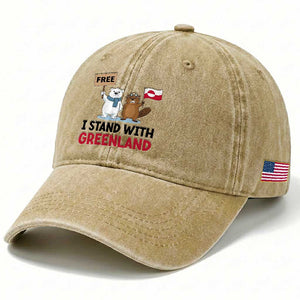 I Stand With Greenland Washed Cotton Baseball Cap Anti Authoritarian Political Gag Gift TS12 Print Your Wear