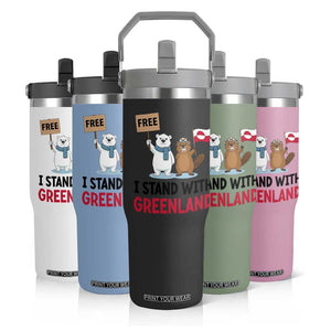 I Stand With Greenland Flip Straw Tumbler Anti Authoritarian Political Gag Gift TS12 Print Your Wear