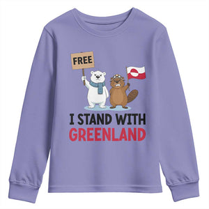 I Stand With Greenland Youth Sweatshirt Anti Authoritarian Political Gag Gift TS12 Violet Print Your Wear