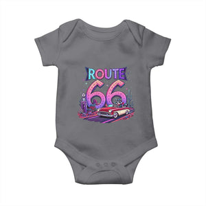 Route Highway 66 Americana Adventure Baby Onesie Cute Raccoon Driving Car TS12 Charcoal Print Your Wear
