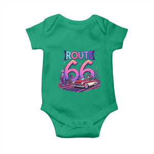Route Highway 66 Americana Adventure Baby Onesie Cute Raccoon Driving Car TS12 Irish Green Print Your Wear