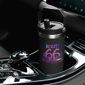 Route Highway 66 Americana Adventure Flip Straw Tumbler Cute Raccoon Driving Car TS12 Print Your Wear