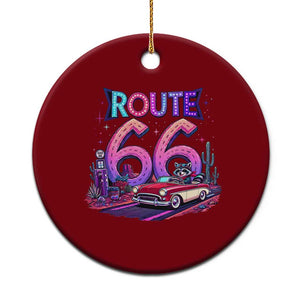 Route Highway 66 Americana Adventure Ceramic Ornament Cute Raccoon Driving Car TS12 1pc Red Print Your Wear