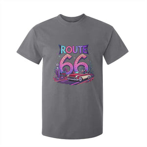 Route Highway 66 Americana Adventure T Shirt For Kid Cute Raccoon Driving Car TS12 Charcoal Print Your Wear