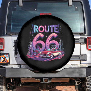 Route Highway 66 Americana Adventure Spare Tire Cover Cute Raccoon Driving Car TS12 No hole Black Print Your Wear