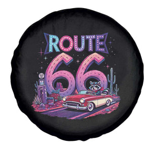Route Highway 66 Americana Adventure Spare Tire Cover Cute Raccoon Driving Car TS12 Print Your Wear