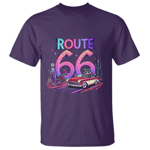 Route Highway 66 Americana Adventure T Shirt Cute Raccoon Driving Car TS12 Purple Print Your Wear