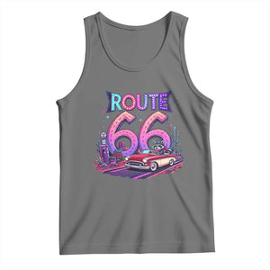 Route Highway 66 Americana Adventure Tank Top Cute Raccoon Driving Car TS12 Black Heather Print Your Wear