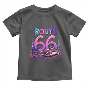 Route Highway 66 Americana Adventure Toddler T Shirt Cute Raccoon Driving Car TS12 Dark Heather Print Your Wear