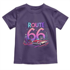 Route Highway 66 Americana Adventure Toddler T Shirt Cute Raccoon Driving Car TS12 Purple Print Your Wear