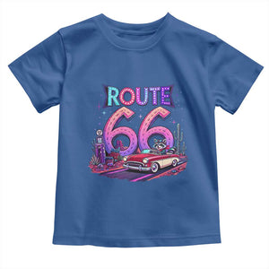 Route Highway 66 Americana Adventure Toddler T Shirt Cute Raccoon Driving Car TS12 Royal Blue Print Your Wear
