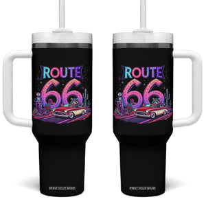 Route Highway 66 Americana Adventure Tumbler With Handle Cute Raccoon Driving Car TS12 One Size: 40 oz Black Print Your Wear