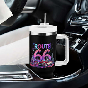 Route Highway 66 Americana Adventure Tumbler With Handle Cute Raccoon Driving Car TS12 Print Your Wear