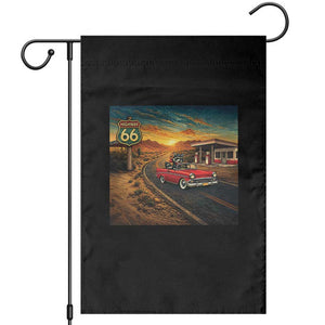 Route Highway 66 Raccoon Garden Flag Americana Road Trip TS12 Black Print Your Wear