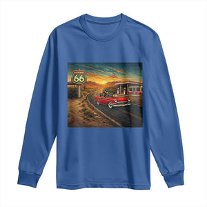 Route Highway 66 Raccoon Long Sleeve Shirt Americana Road Trip TS12 Royal Blue Print Your Wear