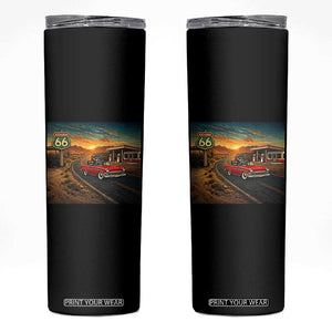 Route Highway 66 Raccoon Skinny Tumbler Americana Road Trip TS12 Black Print Your Wear