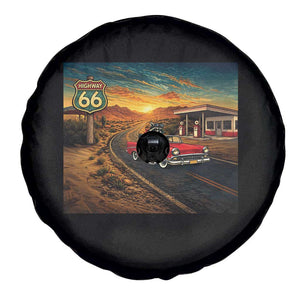 Route Highway 66 Raccoon Spare Tire Cover Americana Road Trip TS12 Print Your Wear
