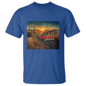Route Highway 66 Raccoon T Shirt Americana Road Trip TS12 Royal Blue Print Your Wear