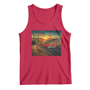 Route Highway 66 Raccoon Tank Top Americana Road Trip TS12 Red Print Your Wear