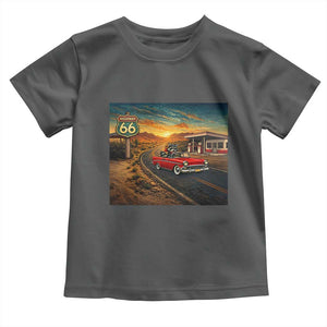 Route Highway 66 Raccoon Toddler T Shirt Americana Road Trip TS12 Dark Heather Print Your Wear