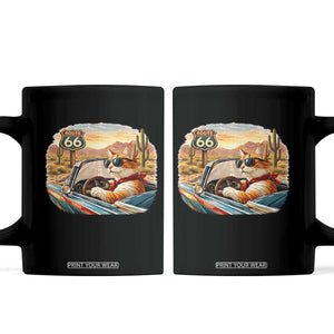 Route Highway 66 Cat Coffee Mug Americana Road Trip TS12 Black Print Your Wear