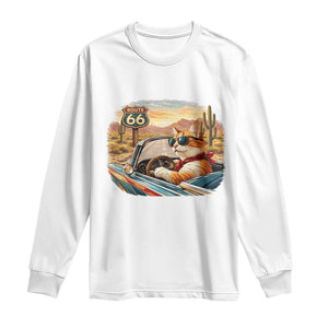 Route Highway 66 Cat Long Sleeve Shirt Americana Road Trip TS12 White Print Your Wear